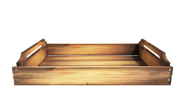 空木水果箱3d渲染在白色没有阴影图片下载