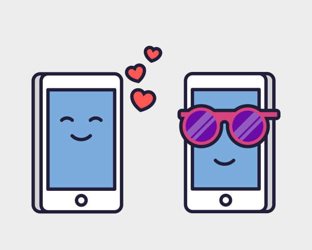 爱手机。浪漫的信件。网站或熟人聊天的概念。行向量插图。图片下载