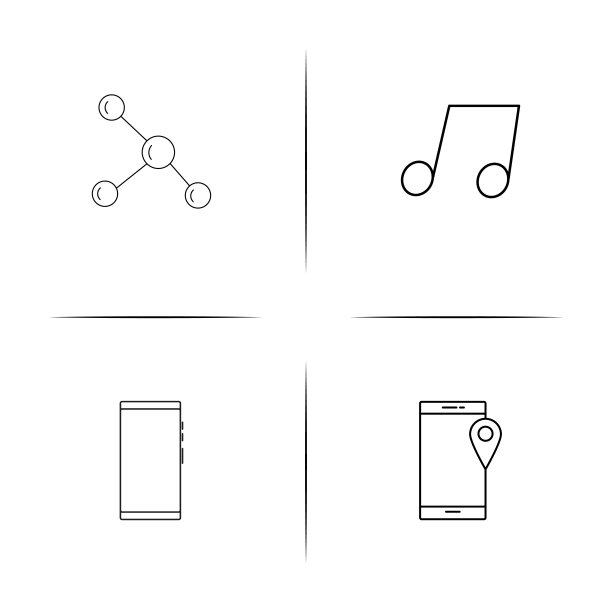 物联网简单的线性图标集。概述了矢量图标图片下载