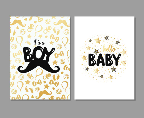 给迎婴男孩的矢量金卡图片下载