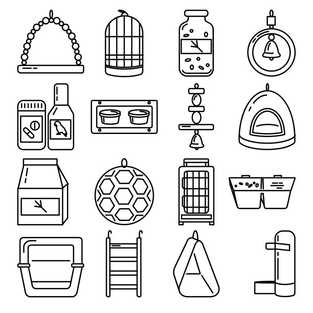 大线图标一套配件的鸟在笼子里图片下载