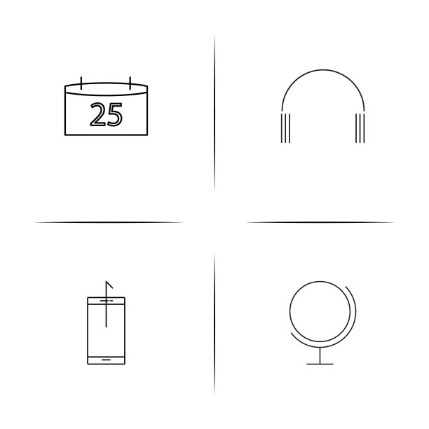 符号和符号简单的线性图标集。概述了矢量图标图片下载