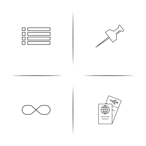 符号和符号简单的线性图标集。概述了矢量图标图片下载