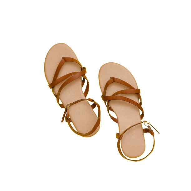 棕色凉鞋。时尚的概念。孤立。白色背景图片下载