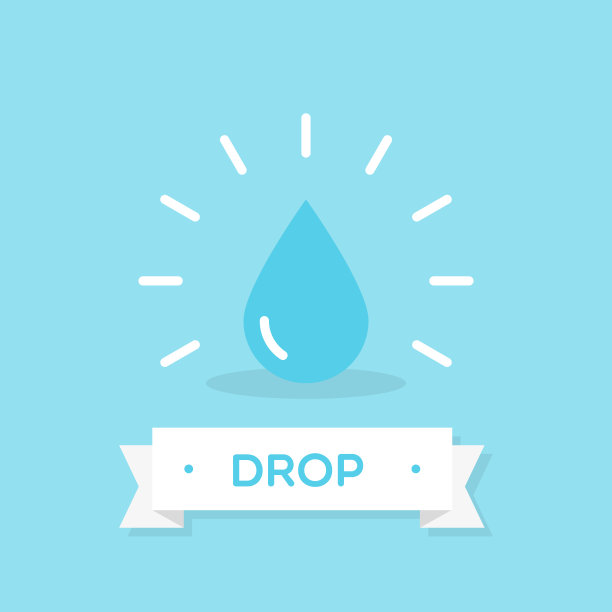 水滴带丝带。矢量插图，平面设计图片下载