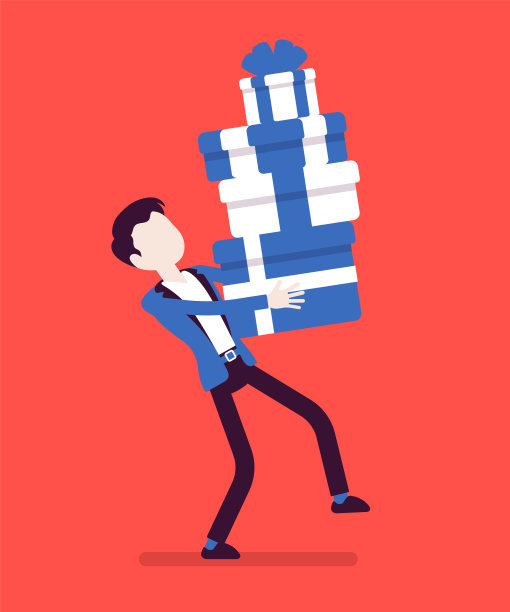 拿着一堆礼品盒的男人图片下载