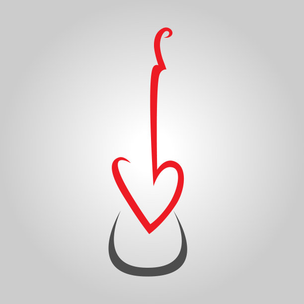 吉他心的象征，热爱音乐的概念。设计元素图片下载