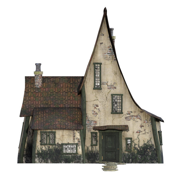 老巫婆的房子孤立的白色，3d渲染图片下载