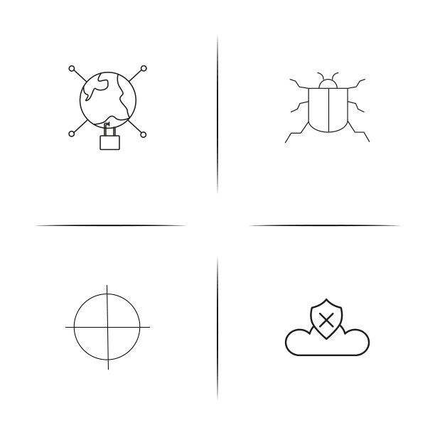 互联网安全简单的线性图标集。概述了矢量图标图片下载