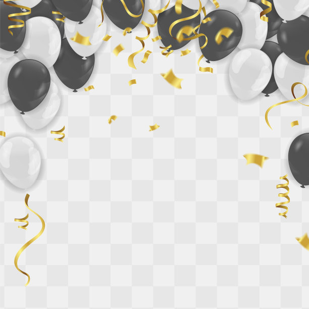 白色背景上的黑白透明氦气球。乳胶气球飞行。素材图片