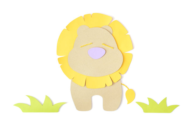 狮子剪纸在白色的背景图片下载