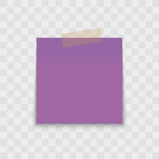 现实笔记纸与胶带在透明的背景。向量。图片下载