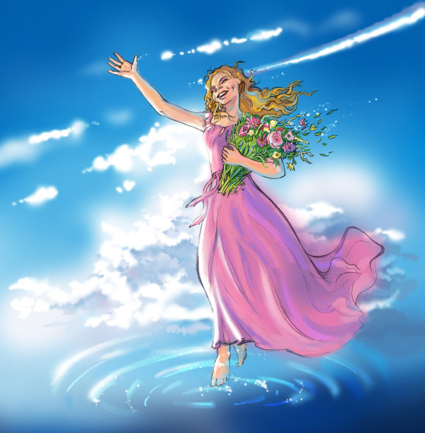 手持花束的女孩图片下载