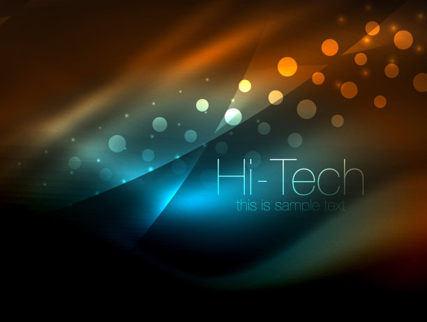 霓虹波背景与灯光效果，曲线与闪闪发光的点，在黑暗中发光的颜色，魔力的能量图片下载