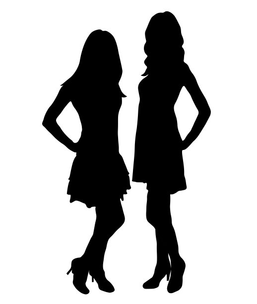 女孩时装模特，剪影。向量图片下载