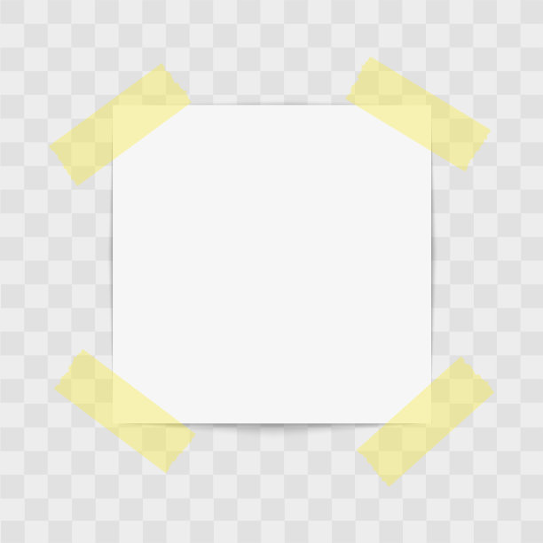 贴便条纸不干胶大头针用胶带粘在透明的背景上。向量。图片下载