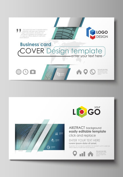 名片模板。易于编辑的布局，抽象矢量设计模板。技术背景在几何风格的圆形图片下载