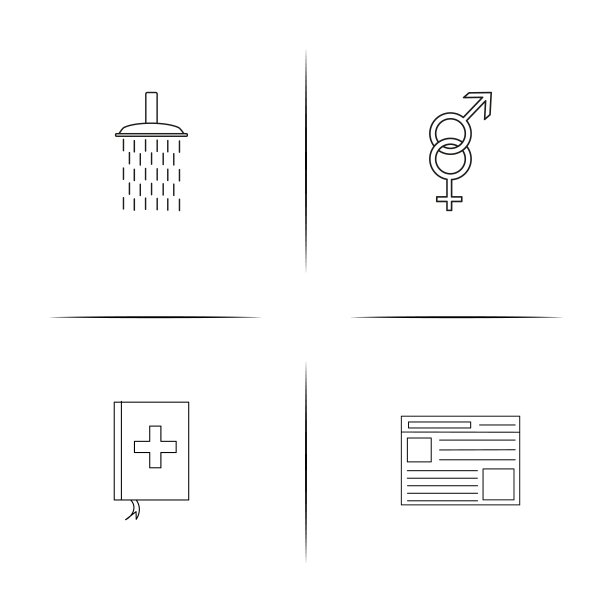 医疗保健和医疗简单线性图标集。概述了矢量图标图片下载
