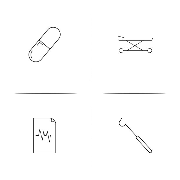 医疗保健和医疗简单线性图标集。概述了矢量图标图片下载
