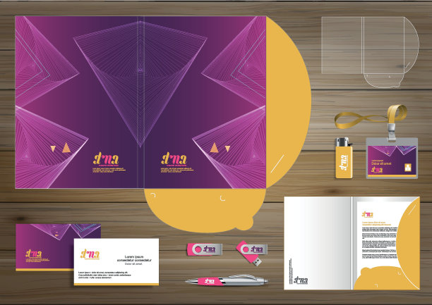 为数字技术公司设计文件夹模板。文具元素，人们社区朋友展示设计用于商业或工作推广，蓝色，红色，图片下载