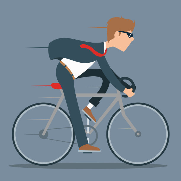 商人骑着自行车上班穿着西装矢量插图图片下载
