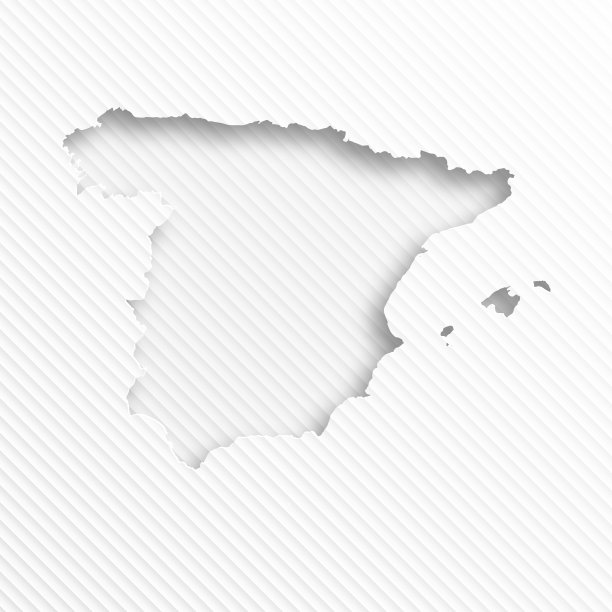 西班牙地图与剪纸在抽象的白色背景图片下载