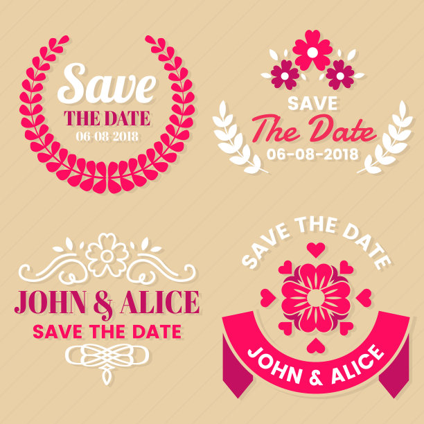 婚礼复古复古矢量标签图片下载