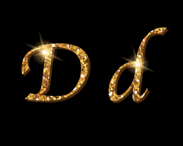 闪亮的金色豪华排印字母字体图片下载