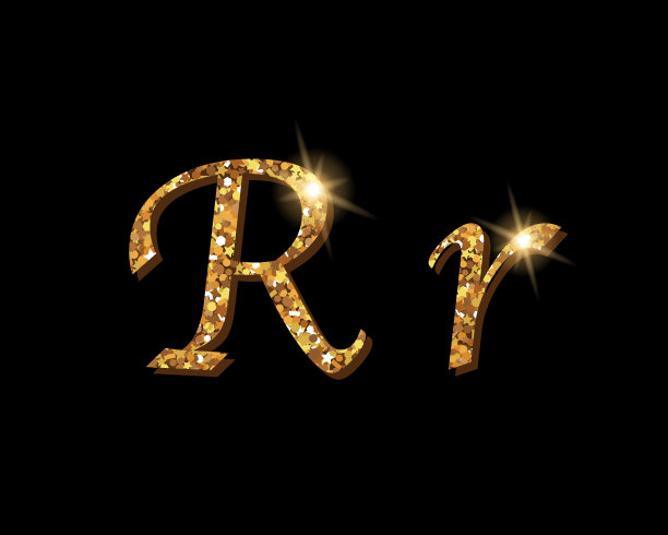 闪亮的金色豪华排印字母字体图片下载