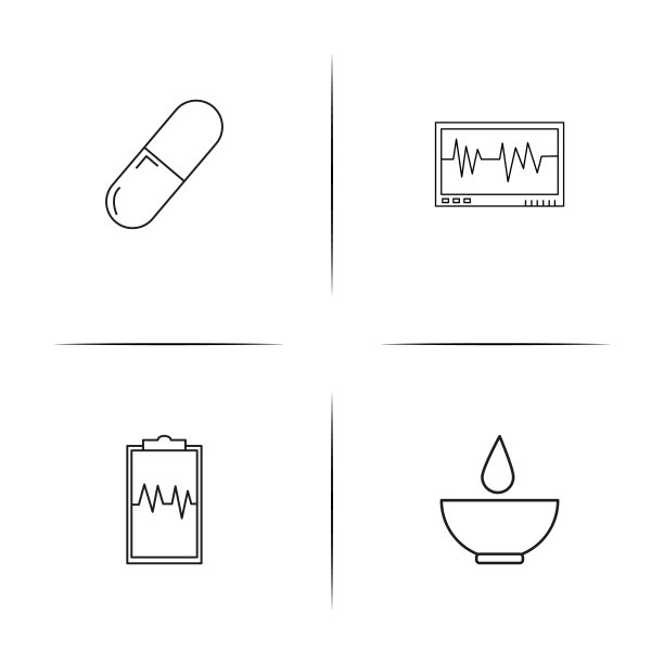 医疗保健和医疗简单线性图标集。概述了矢量图标图片下载