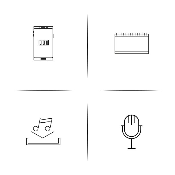 音乐线性图标集矢量图图片下载