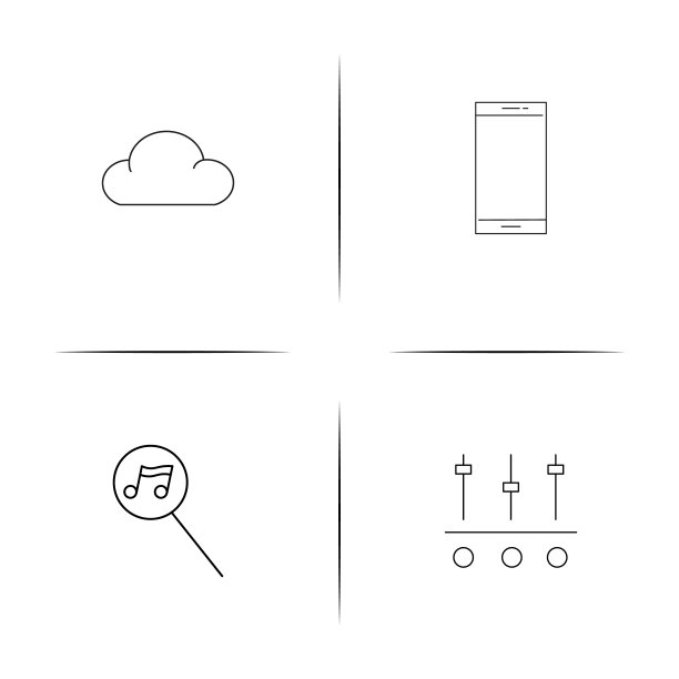 音乐线性图标集矢量图图片下载