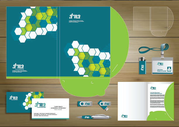 为数字技术公司设计文件夹模板。文具元素，人们社区朋友展示设计用于商业或工作推广，蓝色，红色，图片下载