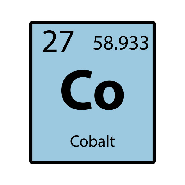 钴元素周期表颜色图标上的白色背景向量图片下载