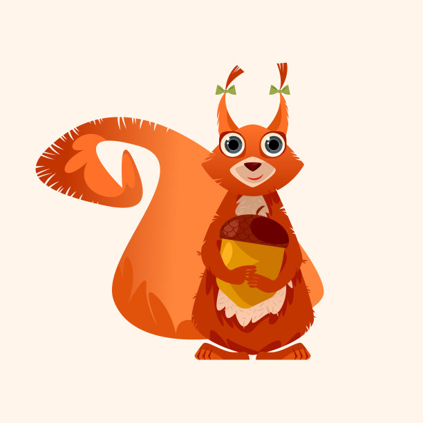 可爱的大眼睛松鼠，爪子抓着一颗橡子。图片下载