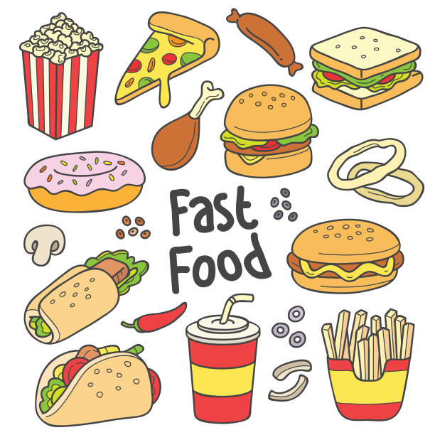 快餐Handdrawn画图片下载