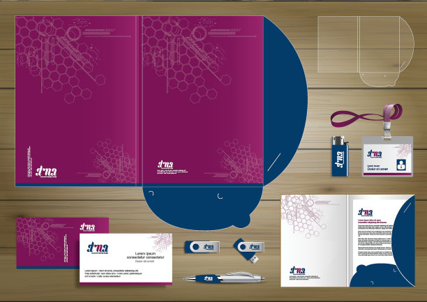 为数字技术公司设计文件夹模板。文具元素，人们社区朋友展示设计用于商业或工作推广，蓝色，红色，图片下载