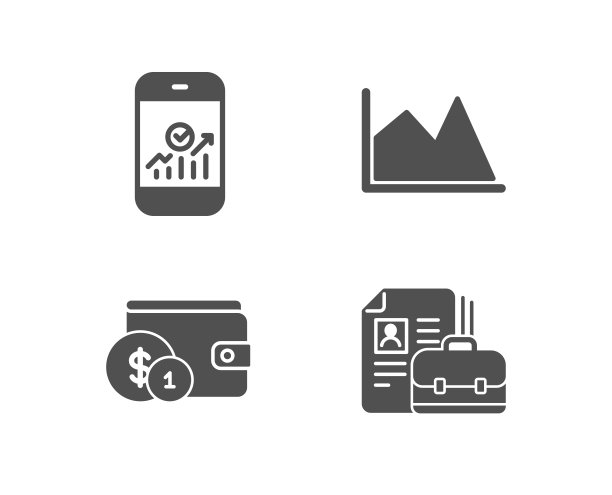 购买配件、折线图和智能手机统计图标。空位标志图片下载