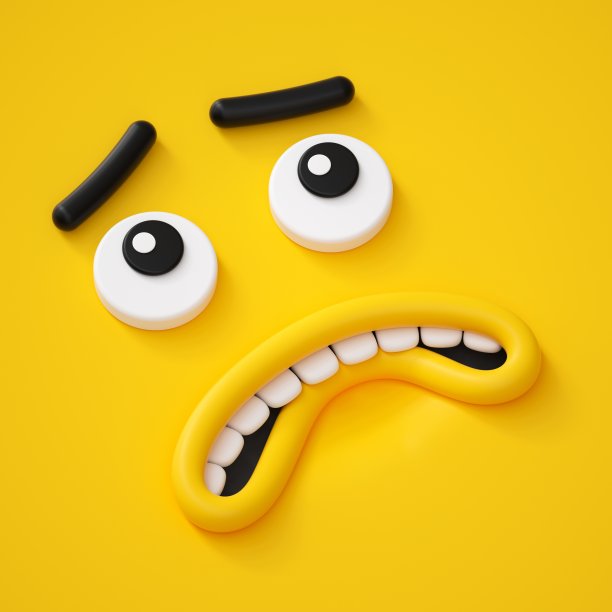 3d渲染，抽象情感的脸图标，恐惧的人物插图，可爱的卡通怪物，表情符号，表情符号，玩具图片下载