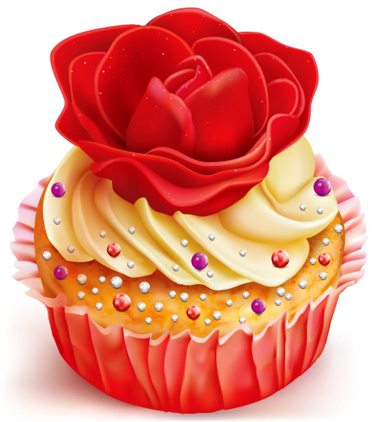 红玫瑰纸杯蛋糕图片下载