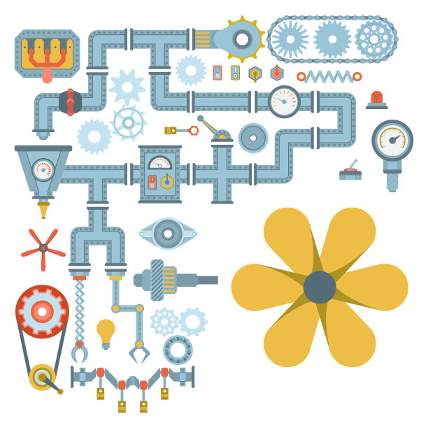 机械零件不同机构矢量机械制造工作详细设计齿轮装备行业技术加工发动机说明图片下载