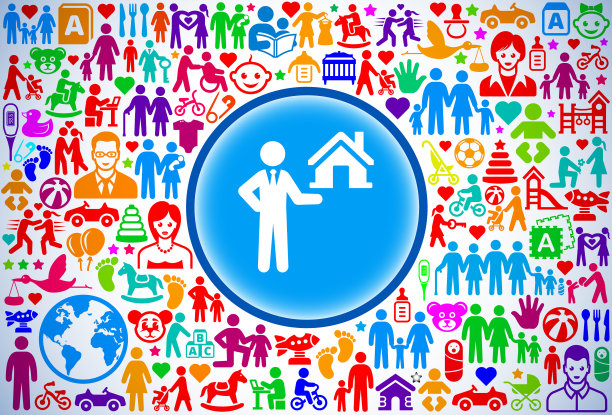 房地产经纪人售房家庭育儿矢量图标图片下载