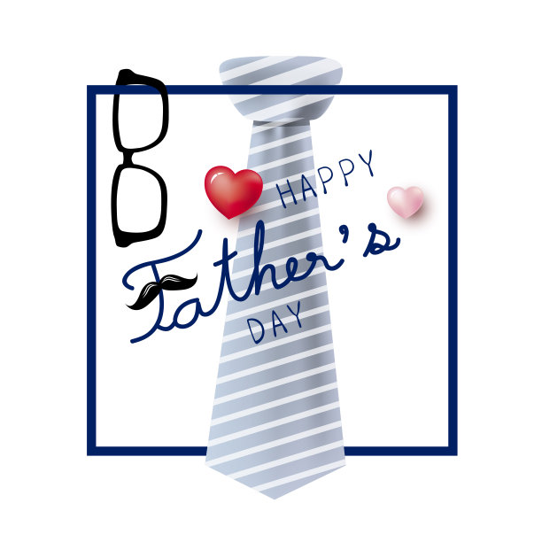 快乐父亲节概念设计领带和眼镜与胡子矢量插图图片下载