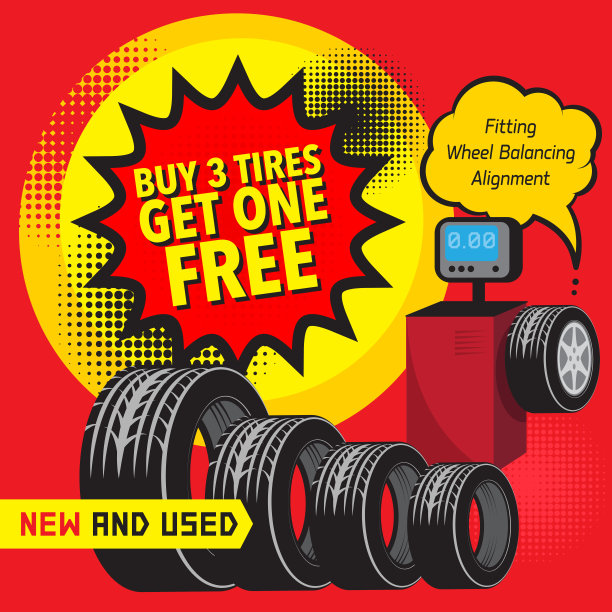 老式轮胎服务或车库海报素材图片