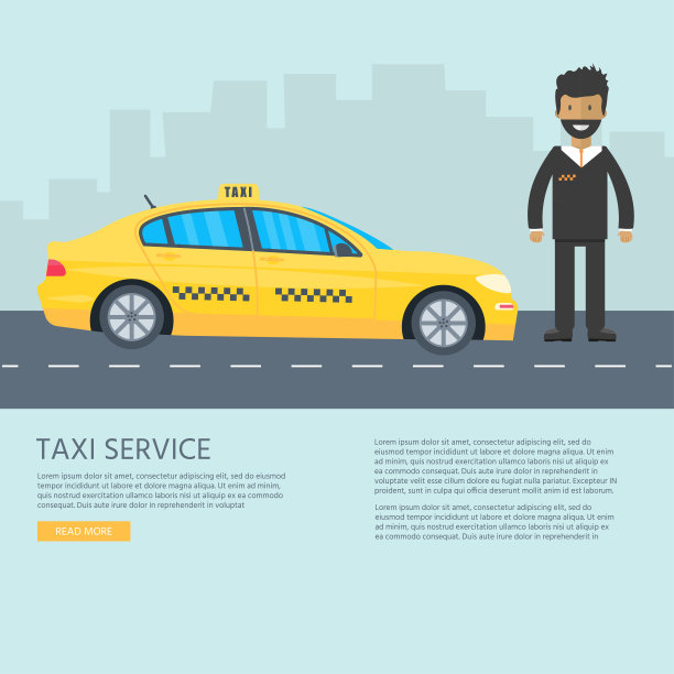 机器黄色出租车与司机图片下载