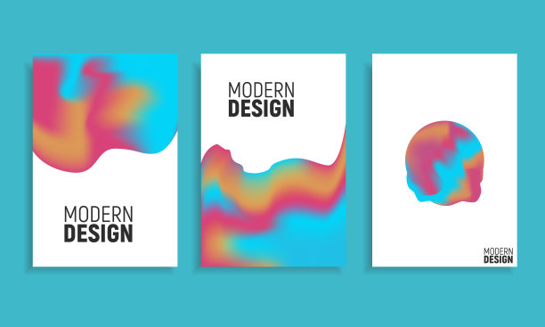 彩色液体和液体海报，封面设计。液体丰富多彩的形状。抽象背景设计。向量海报模板图片下载