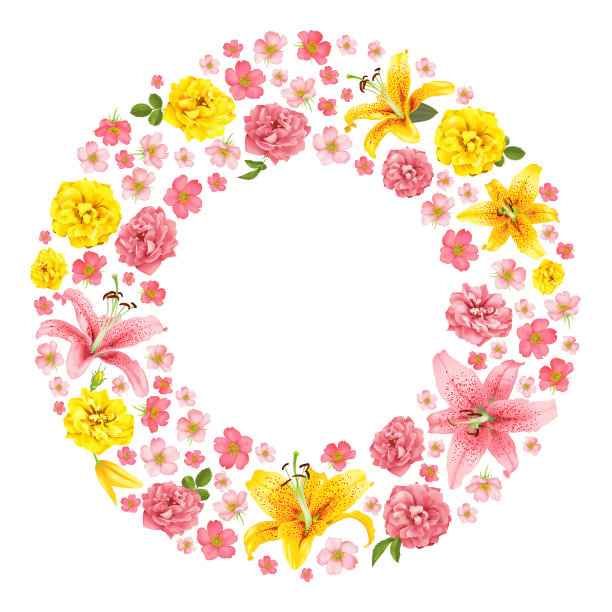 玫瑰和百合的婚礼请柬。向量的名片。素材图片