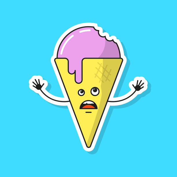 被咬冰淇淋的卡通插图图片下载