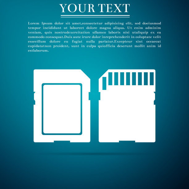 SD卡图标隔离在蓝色背景。记忆卡。适配器图标。平面设计。矢量图图片下载