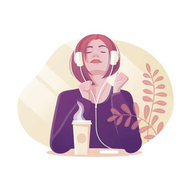 年轻女孩听着音乐图片下载